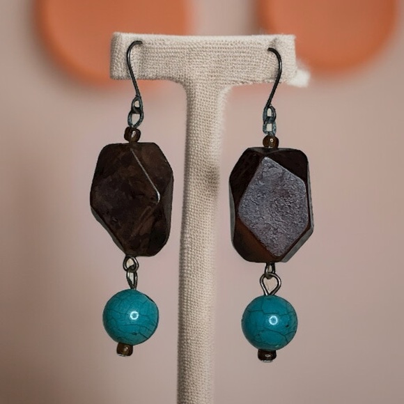 Jewelry - Elegant Brown and Turquoise Earrings